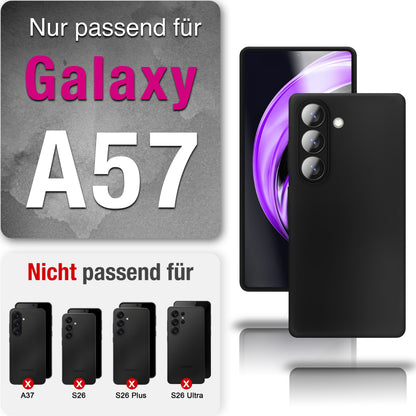 NALIA Matte Silikonhülle für Samsung Galaxy A57 – Slim, Schwarz & Rutschfest – STRIDER (Soft Case, Kameraschutz & Stoßfest) – Marke aus Berlin