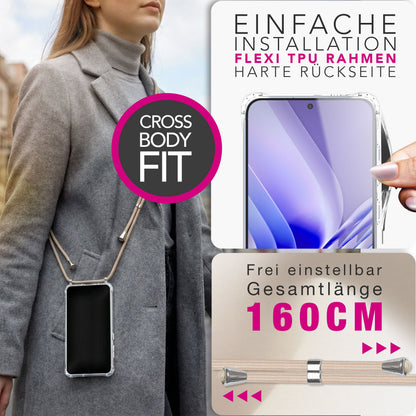 NALIA Handykette für Samsung Galaxy S26 – Transparentes Hybrid-Case & Band – HANGIT PRO (Anti-Gelb Rückseite & Verstellbar) – Marke aus Berlin