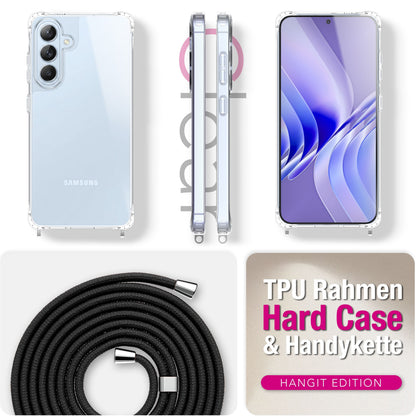 NALIA Handykette für Samsung Galaxy S26 – Transparentes Hybrid-Case & Band – HANGIT PRO (Anti-Gelb Rückseite & Verstellbar) – Marke aus Berlin