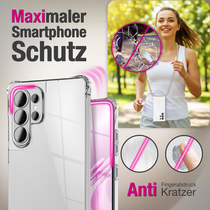 NALIA Handykette für Samsung Galaxy S26 Ultra – Transparentes Hybrid-Case & Band – HANGIT PRO (Anti-Gelb Rückseite & Verstellbar) – Marke aus Berlin