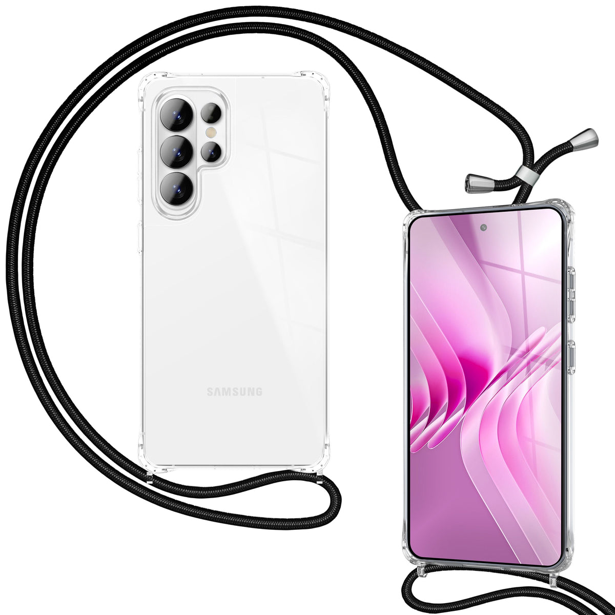 NALIA Handykette für Samsung Galaxy S26 Ultra – Transparentes Hybrid-Case & Band – HANGIT PRO (Anti-Gelb Rückseite & Verstellbar) – Marke aus Berlin