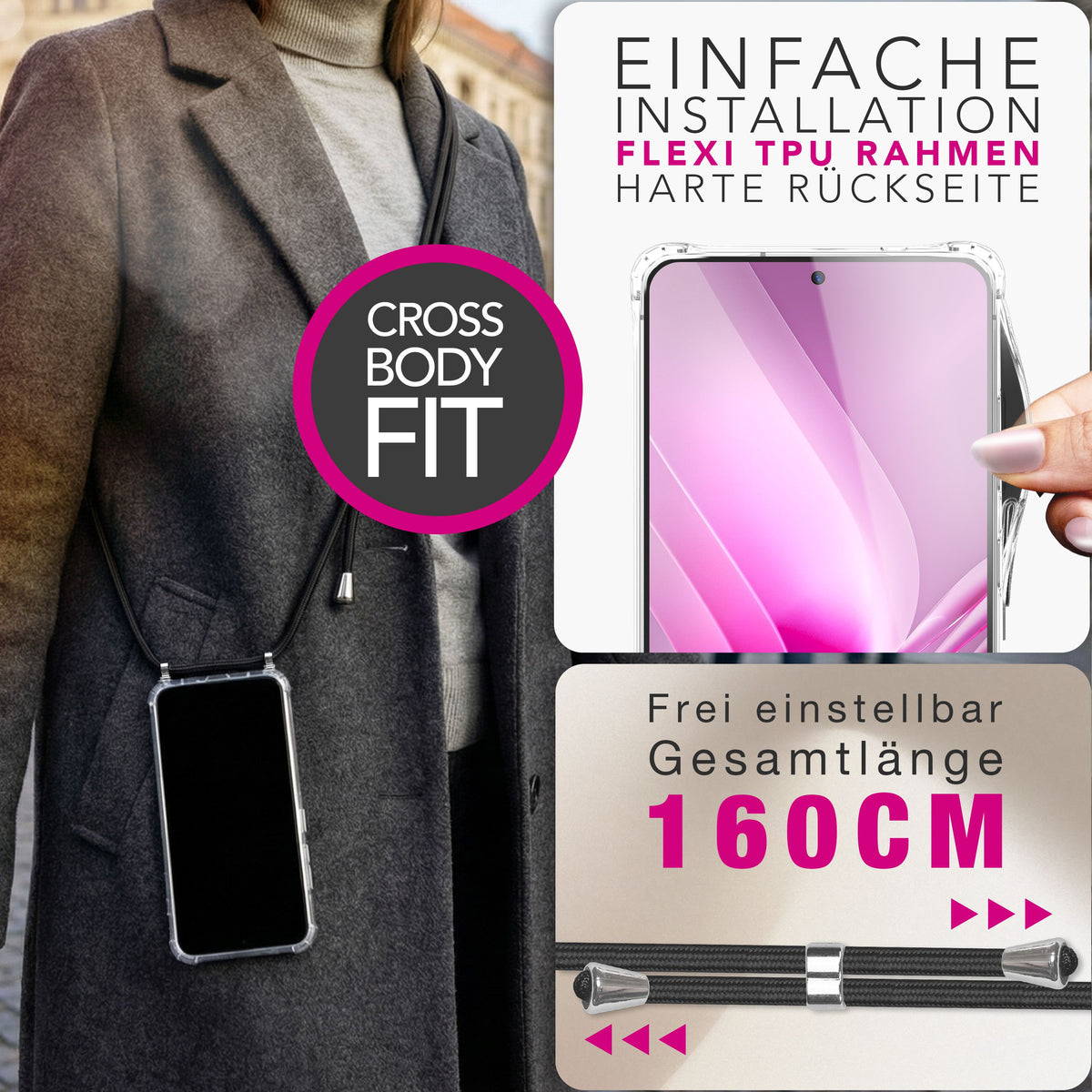 NALIA Handykette für Samsung Galaxy S26 Ultra – Transparentes Hybrid-Case & Band – HANGIT PRO (Anti-Gelb Rückseite & Verstellbar) – Marke aus Berlin