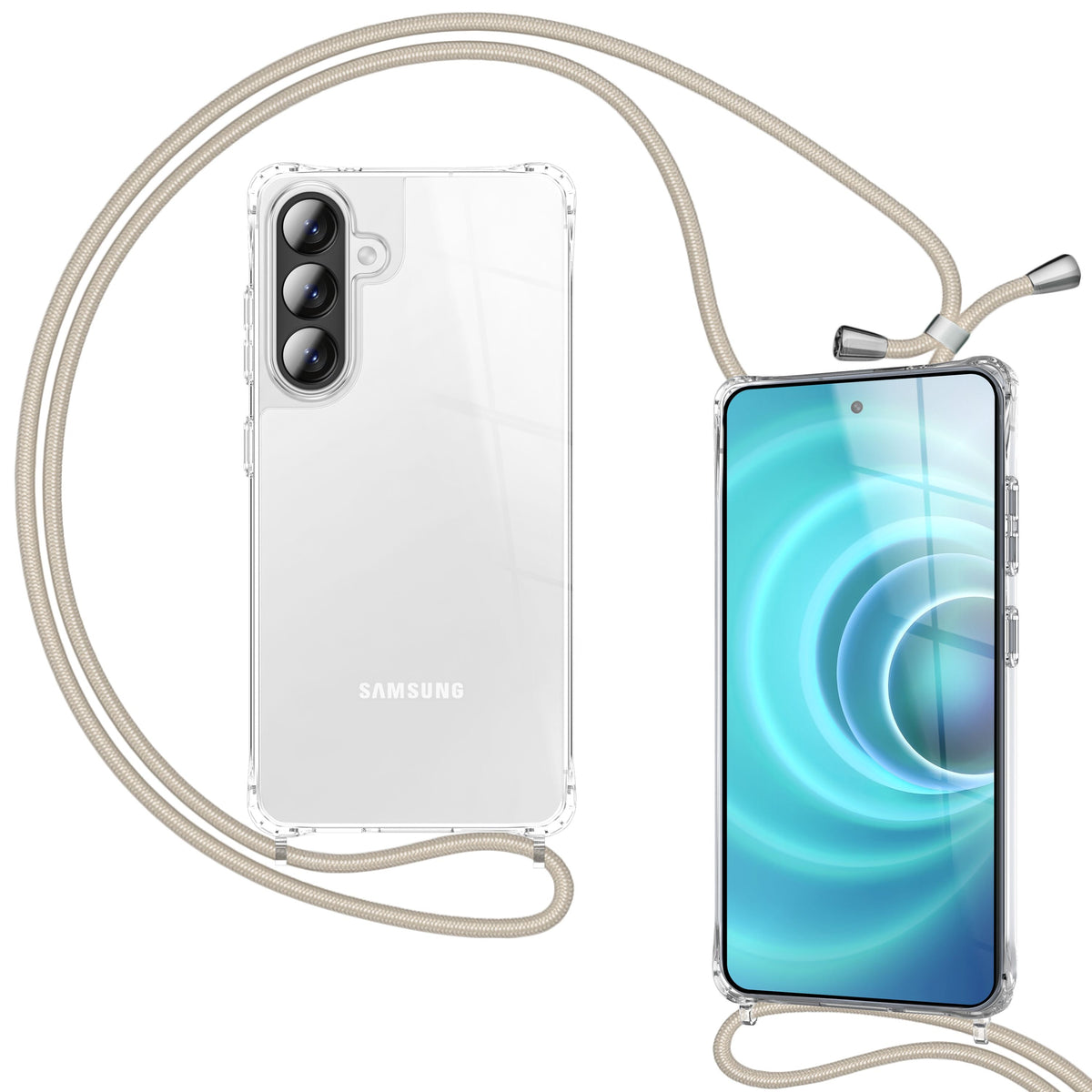 NALIA Handykette für Samsung Galaxy A37 – Transparentes Hybrid-Case & Band – HANGIT PRO (Anti-Gelb Rückseite & Verstellbar) – Marke aus Berlin