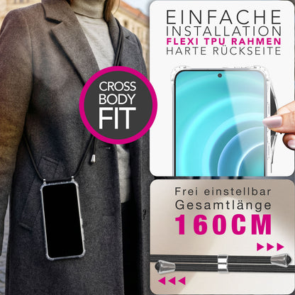 NALIA Handykette für Samsung Galaxy A37 – Transparentes Hybrid-Case & Band – HANGIT PRO (Anti-Gelb Rückseite & Verstellbar) – Marke aus Berlin
