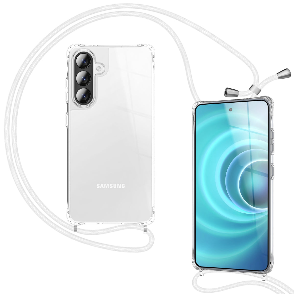 NALIA Handykette für Samsung Galaxy A37 – Transparentes Hybrid-Case & Band – HANGIT PRO (Anti-Gelb Rückseite & Verstellbar) – Marke aus Berlin