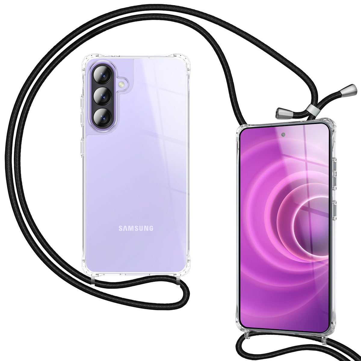 NALIA Handykette für Samsung Galaxy A57 – Transparentes Hybrid-Case & Band – HANGIT PRO (Anti-Gelb Rückseite & Verstellbar) – Marke aus Berlin