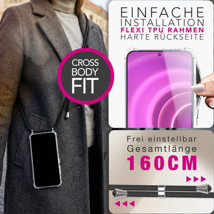 NALIA Handykette für Samsung Galaxy A57 – Transparentes Hybrid-Case & Band – HANGIT PRO (Anti-Gelb Rückseite & Verstellbar) – Marke aus Berlin