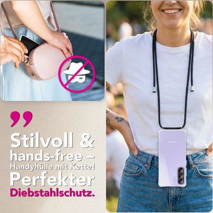 NALIA Handykette für Samsung Galaxy A57 – Transparentes Hybrid-Case & Band – HANGIT PRO (Anti-Gelb Rückseite & Verstellbar) – Marke aus Berlin
