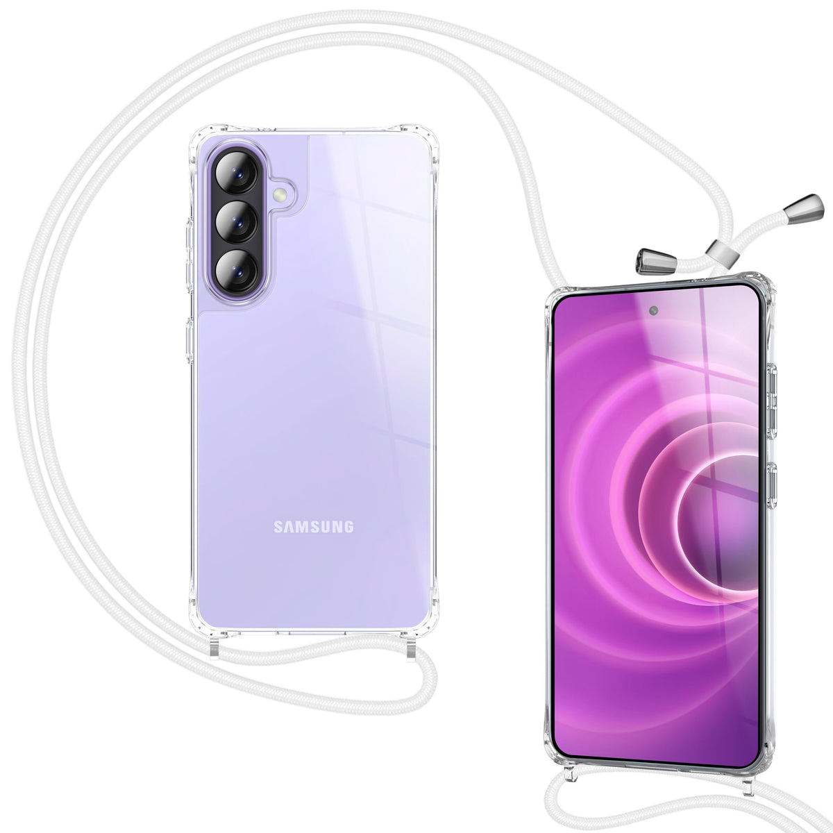 NALIA Handykette für Samsung Galaxy A57 – Transparentes Hybrid-Case & Band – HANGIT PRO (Anti-Gelb Rückseite & Verstellbar) – Marke aus Berlin