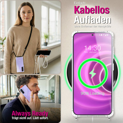 NALIA Handykette für Samsung Galaxy A57 – Transparentes Hybrid-Case & Band – HANGIT PRO (Anti-Gelb Rückseite & Verstellbar) – Marke aus Berlin