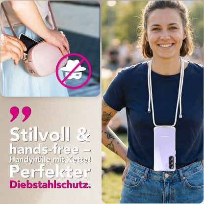 NALIA Handykette für Samsung Galaxy A57 – Transparentes Hybrid-Case & Band – HANGIT PRO (Anti-Gelb Rückseite & Verstellbar) – Marke aus Berlin