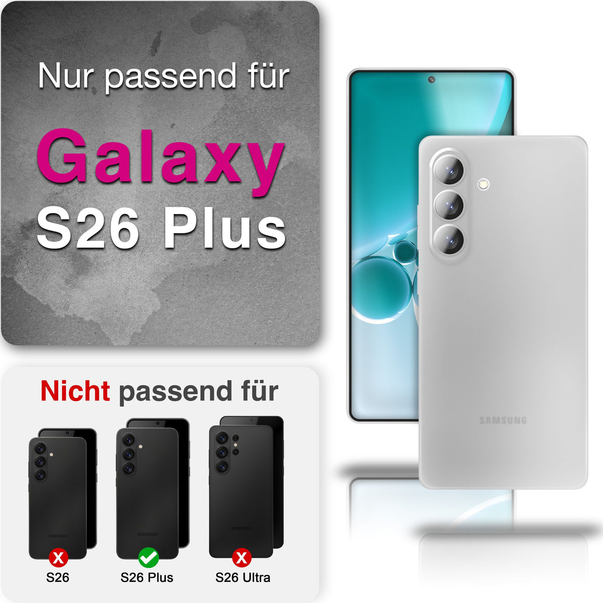 NALIA Ultra Slim Hardcase für Samsung Galaxy S26 Plus – Matt & 0.3mm Dünn – PHANTOM (Dünnes Cover & Kamera-Vollschutz) – Marke aus Berlin