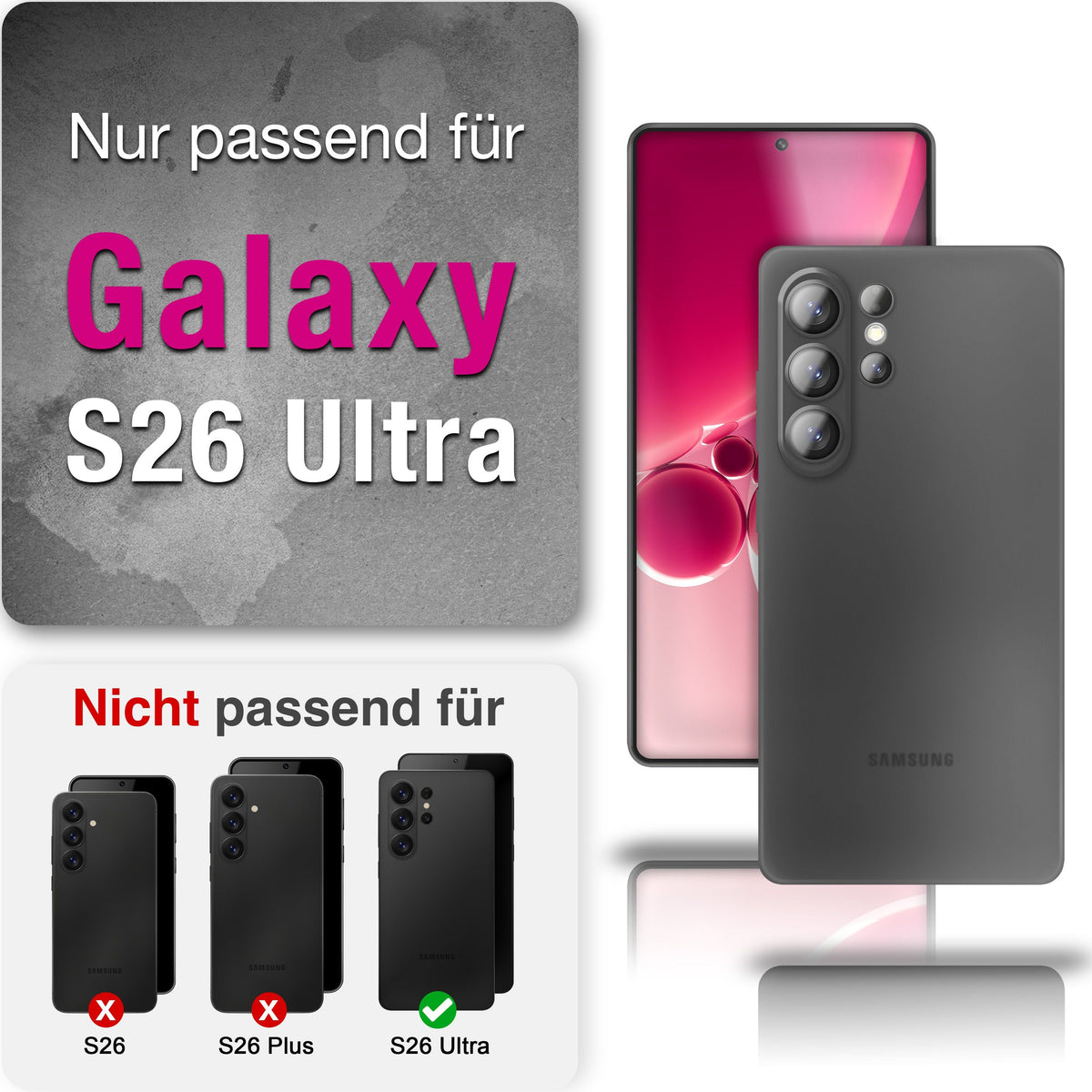 NALIA Ultra Slim Hardcase für Samsung Galaxy S26 Ultra – Matt & 0.3mm Dünn – PHANTOM (Dünnes Cover & Kamera-Vollschutz) – Marke aus Berlin