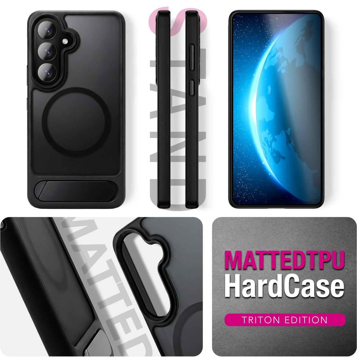 NALIA Mattes Magnet-Hardcase für Samsung Galaxy S26 – MagSafe kompatibel & Klappständer – TRITON (Stoßfeste Anti-Gelb Handyhülle) – Marke aus Berlin