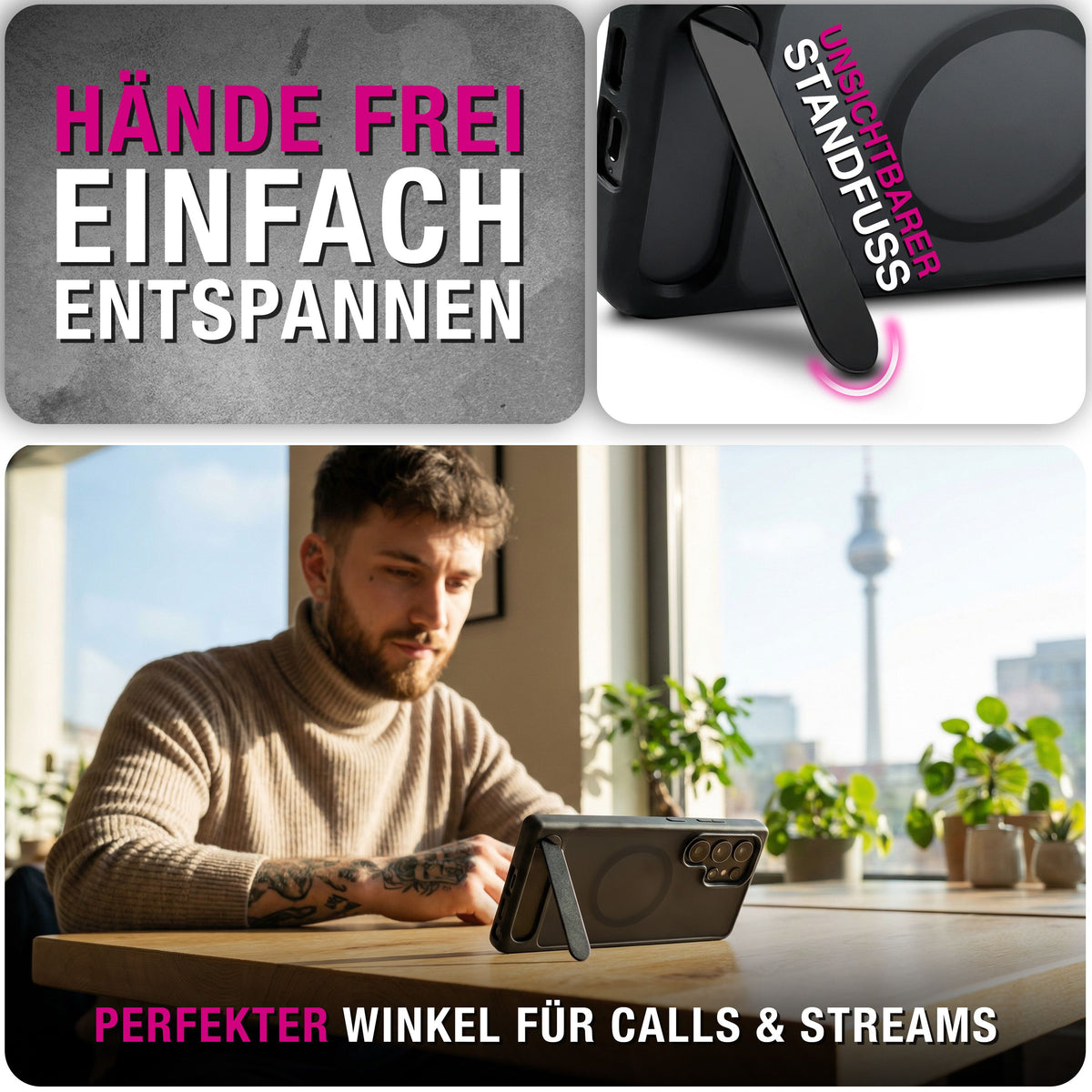 NALIA Mattes Magnet-Hardcase für Samsung Galaxy S26 Ultra – MagSafe kompatibel & Klappständer – TRITON (Stoßfeste Anti-Gelb Handyhülle) – Marke aus Berlin
