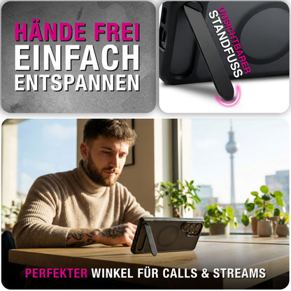 NALIA Mattes Magnet-Hardcase für Samsung Galaxy S26 Ultra – MagSafe kompatibel & Klappständer – TRITON (Stoßfeste Anti-Gelb Handyhülle) – Marke aus Berlin