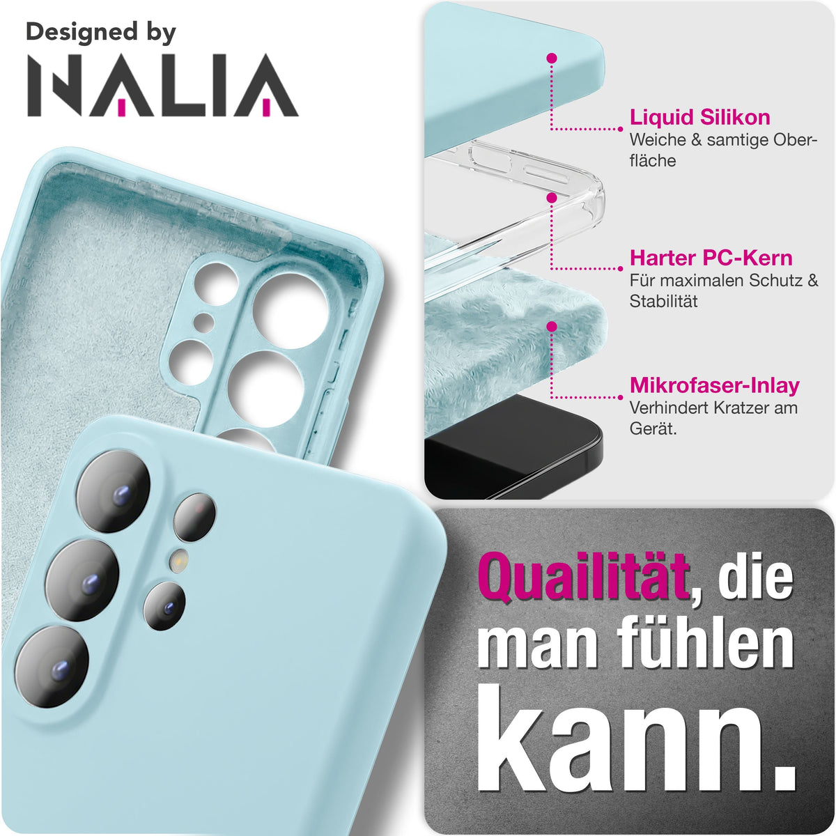 NALIA Silikonhülle für Samsung Galaxy S26 – Kameraschutz & Innenfutter – PHOENIX (Soft-Touch Case) – Marke aus Berlin
