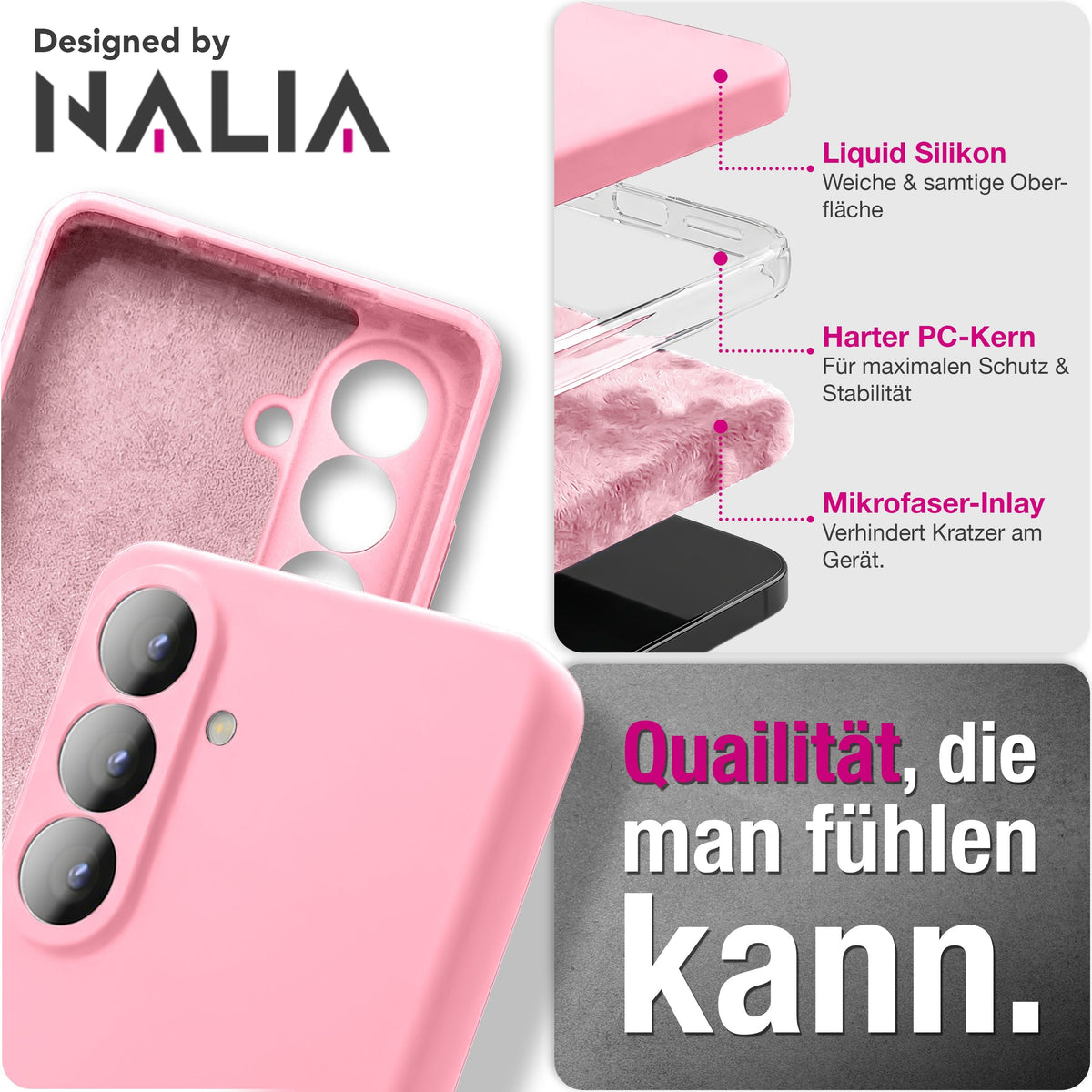 NALIA Silikonhülle für Samsung Galaxy S26 – Kameraschutz & Innenfutter – PHOENIX (Soft-Touch Case) – Marke aus Berlin