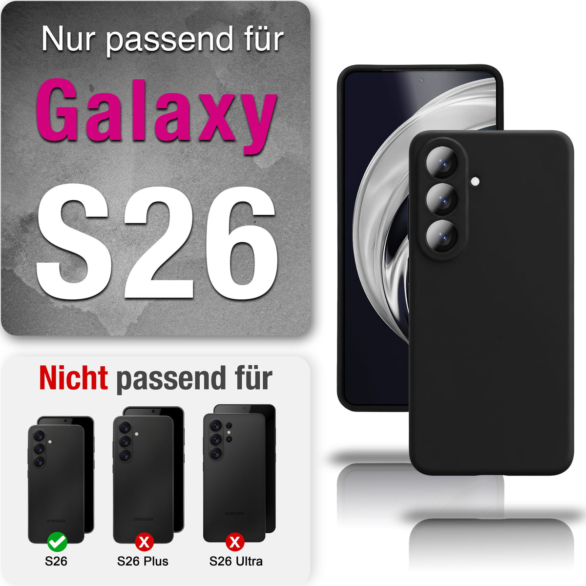 NALIA Silikonhülle für Samsung Galaxy S26 – Kameraschutz & Innenfutter – PHOENIX (Soft-Touch Case) – Marke aus Berlin