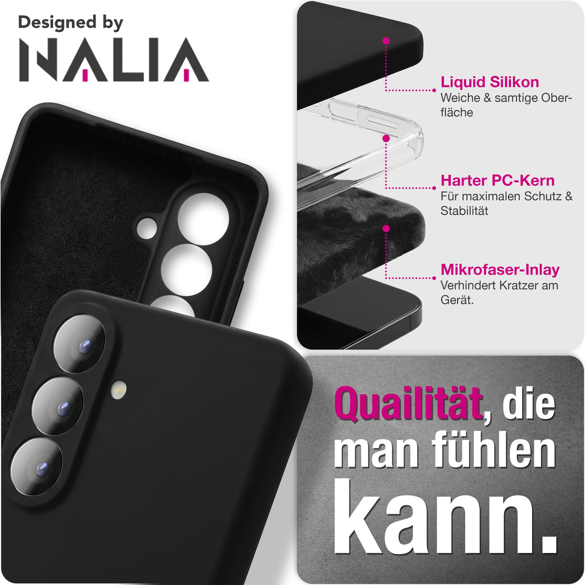 NALIA Silikonhülle für Samsung Galaxy S26 – Kameraschutz & Innenfutter – PHOENIX (Soft-Touch Case) – Marke aus Berlin