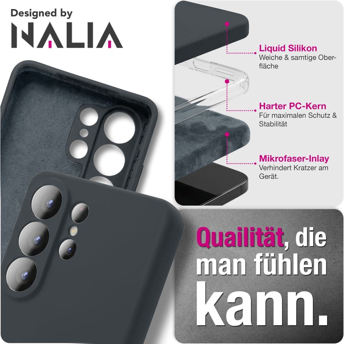 NALIA Silikonhülle für Samsung Galaxy S26 Ultra – Kameraschutz & Innenfutter – PHOENIX (Soft-Touch Case) – Marke aus Berlin