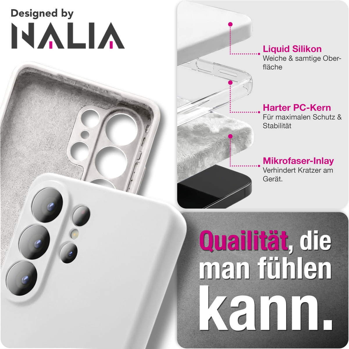 NALIA Silikonhülle für Samsung Galaxy S26 Ultra – Kameraschutz & Innenfutter – PHOENIX (Soft-Touch Case) – Marke aus Berlin