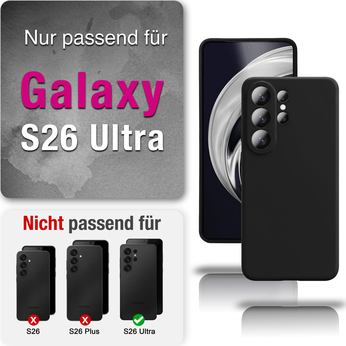 NALIA Silikonhülle für Samsung Galaxy S26 Ultra – Kameraschutz & Innenfutter – PHOENIX (Soft-Touch Case) – Marke aus Berlin
