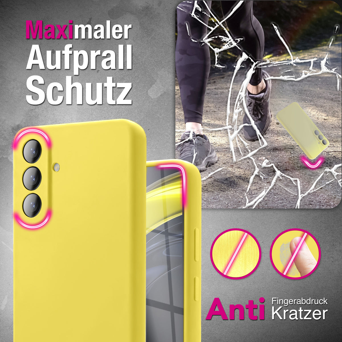 NALIA Silikonhülle für Samsung Galaxy A57 – Kameraschutz & Innenfutter – PHOENIX (Soft-Touch Case) – Marke aus Berlin