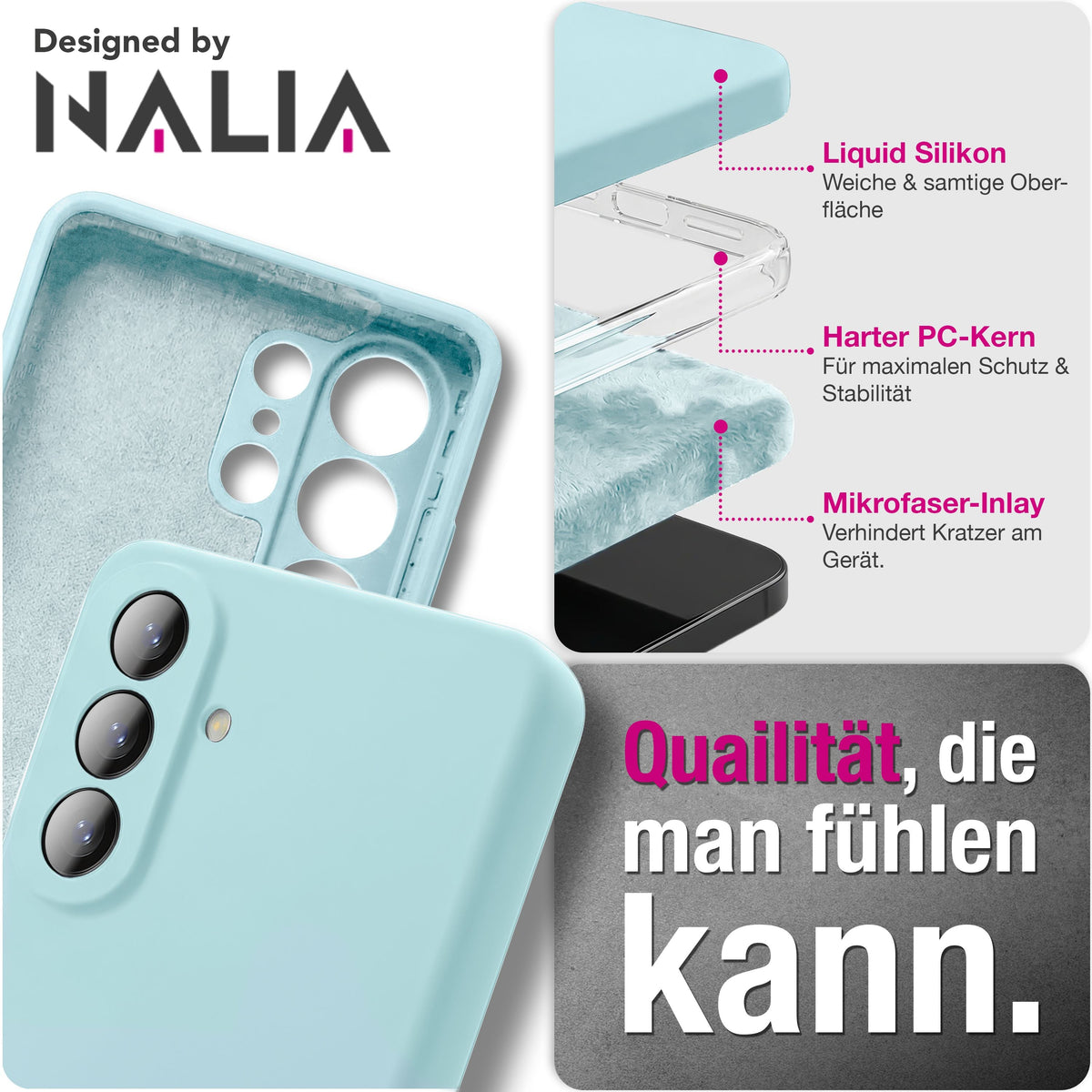 NALIA Silikonhülle für Samsung Galaxy A57 – Kameraschutz & Innenfutter – PHOENIX (Soft-Touch Case) – Marke aus Berlin