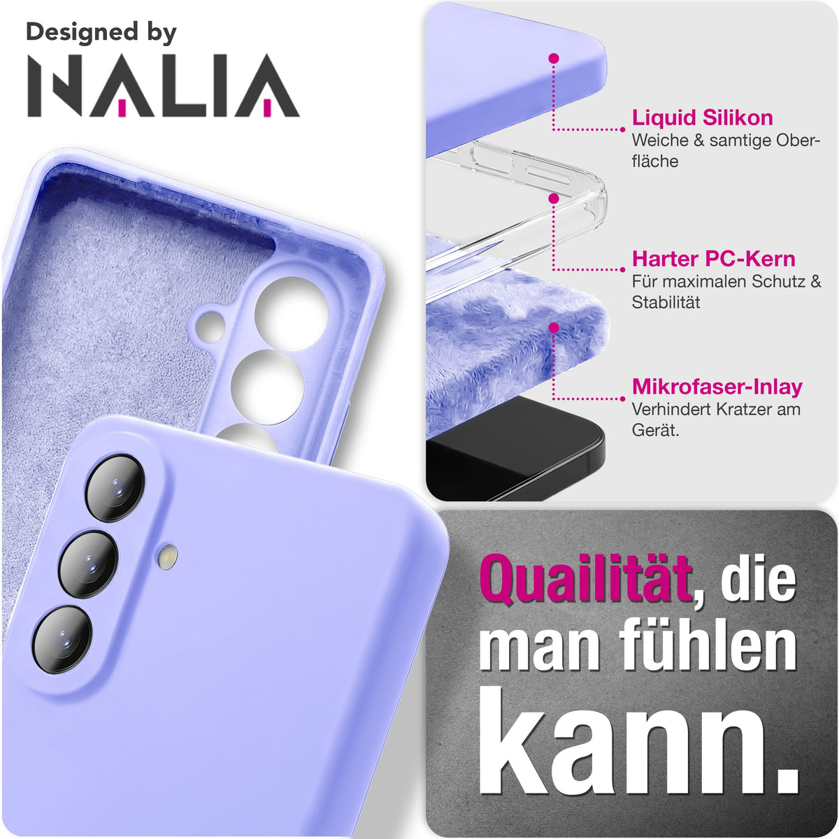 NALIA Silikonhülle für Samsung Galaxy A57 – Kameraschutz & Innenfutter – PHOENIX (Soft-Touch Case) – Marke aus Berlin