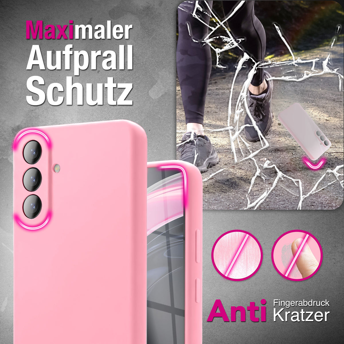 NALIA Silikonhülle für Samsung Galaxy A57 – Kameraschutz & Innenfutter – PHOENIX (Soft-Touch Case) – Marke aus Berlin
