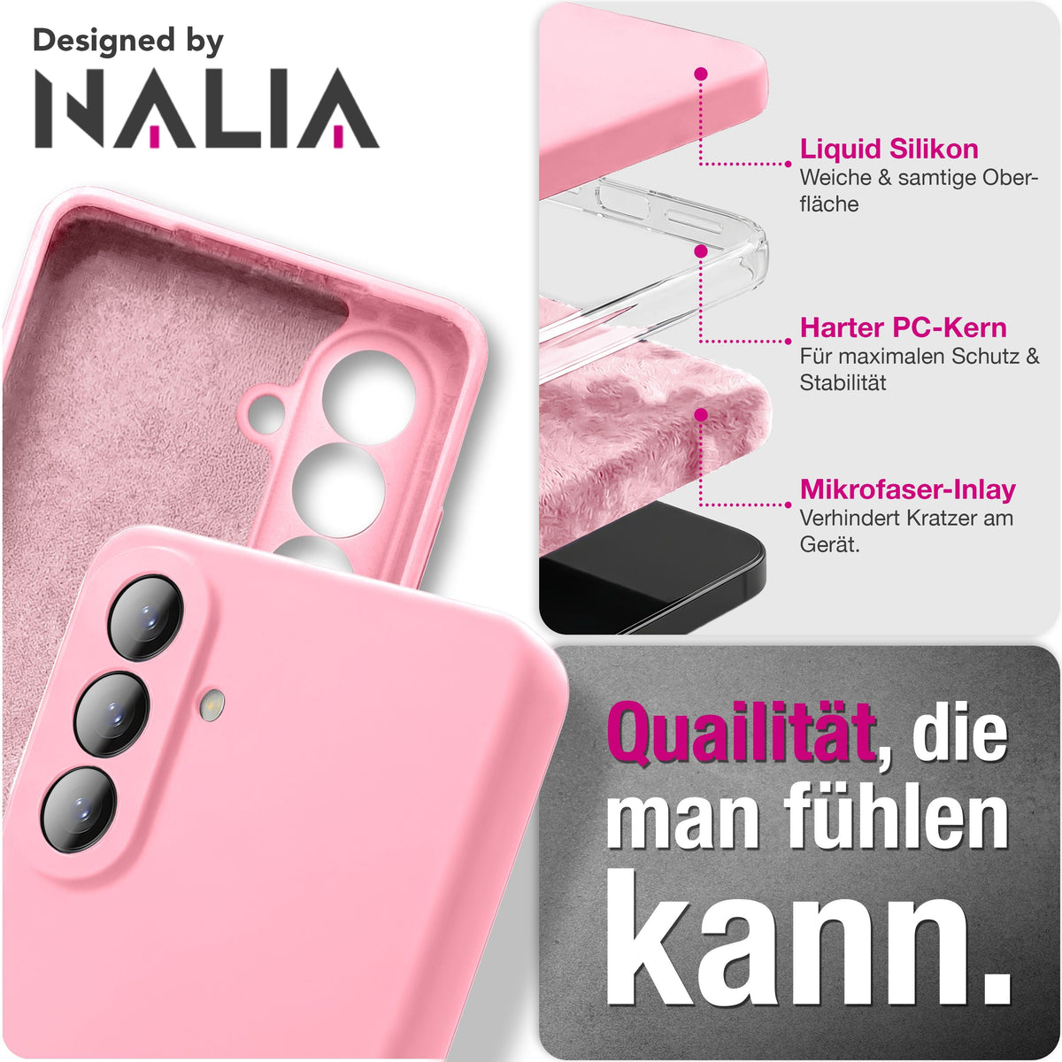 NALIA Silikonhülle für Samsung Galaxy A57 – Kameraschutz & Innenfutter – PHOENIX (Soft-Touch Case) – Marke aus Berlin
