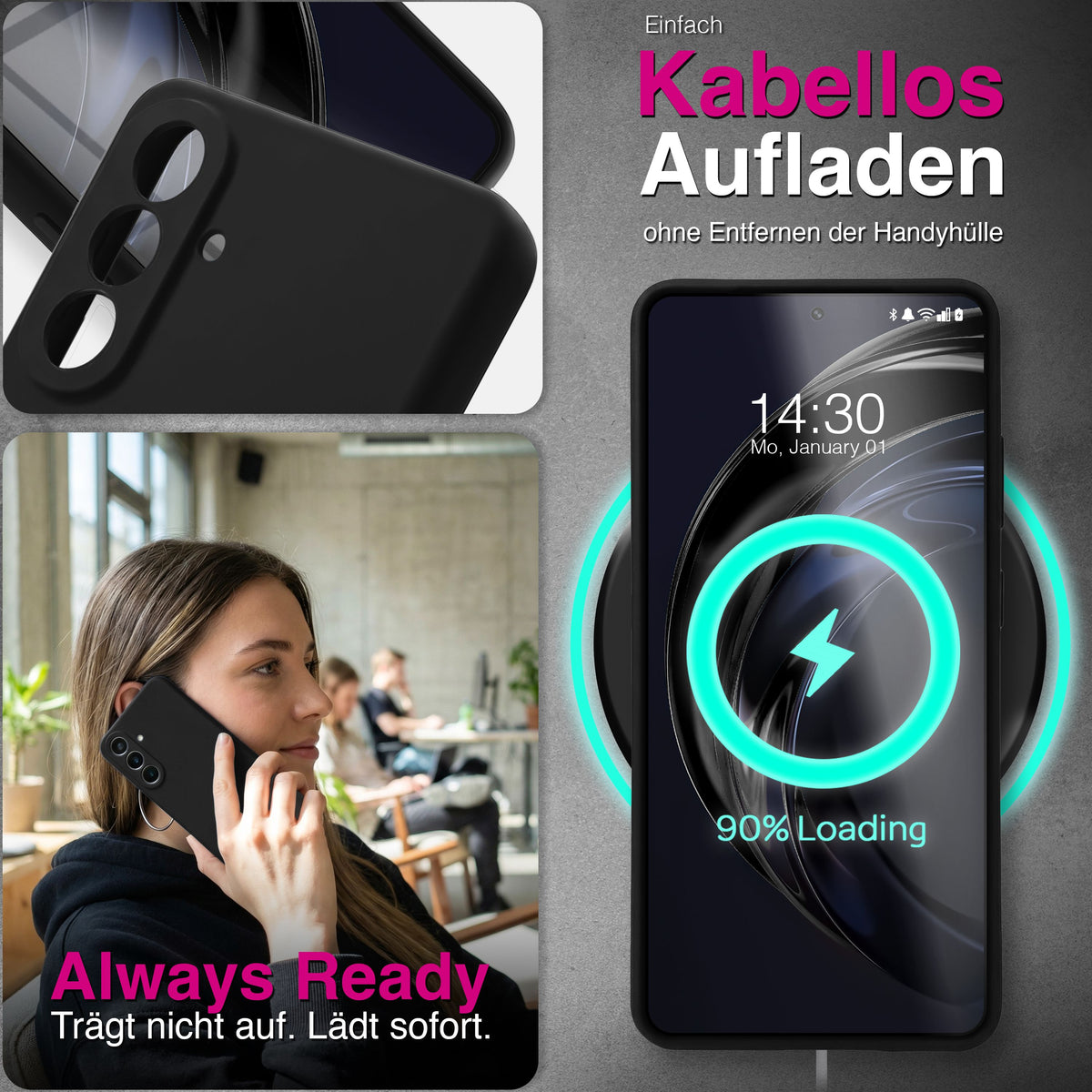 NALIA Silikonhülle für Samsung Galaxy A57 – Kameraschutz & Innenfutter – PHOENIX (Soft-Touch Case) – Marke aus Berlin