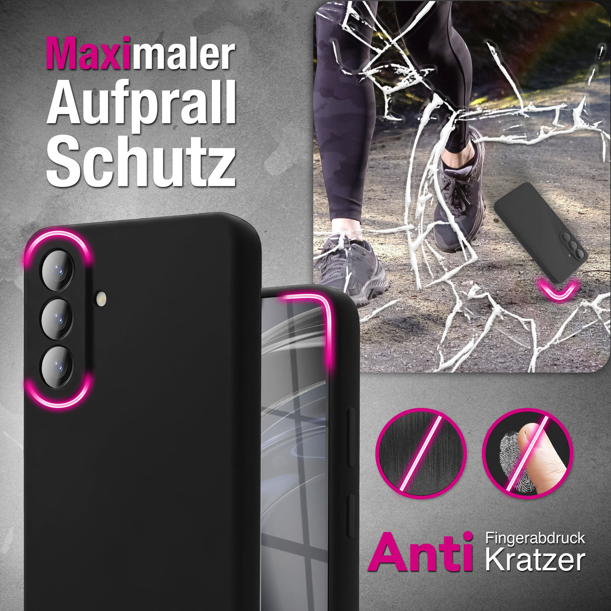 NALIA Silikonhülle für Samsung Galaxy A57 – Kameraschutz & Innenfutter – PHOENIX (Soft-Touch Case) – Marke aus Berlin