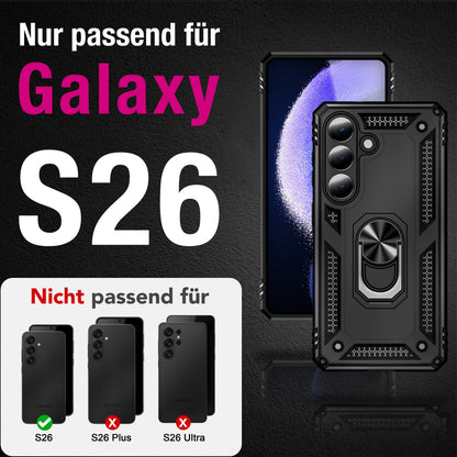 NALIA Panzerhülle für Samsung Galaxy S26 – Ring-Ständer 360° & Magnet-Halterung Kompatibel – RINGDEFEND (Stoßfestes Outdoor Case) – Marke aus Berlin