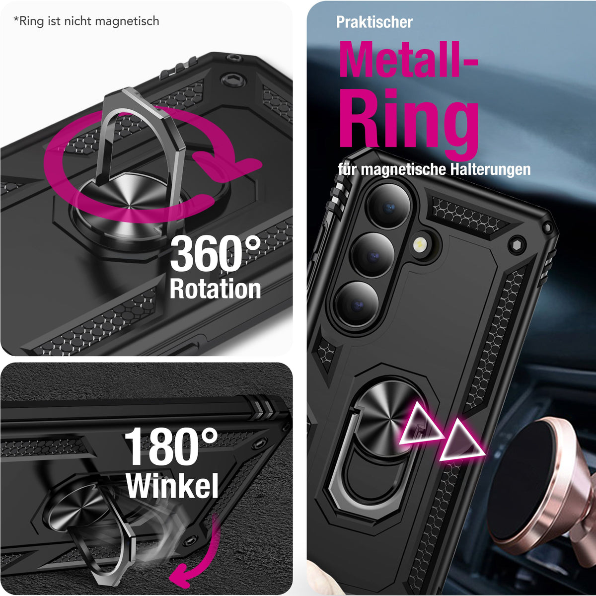 NALIA Panzerhülle für Samsung Galaxy S26 – Ring-Ständer 360° & Magnet-Halterung Kompatibel – RINGDEFEND (Stoßfestes Outdoor Case) – Marke aus Berlin