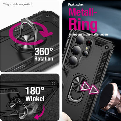 NALIA Panzerhülle für Samsung Galaxy S26 Ultra – Ring-Ständer 360° & Magnet-Halterung Kompatibel – RINGDEFEND (Stoßfestes Outdoor Case) – Marke aus Berlin