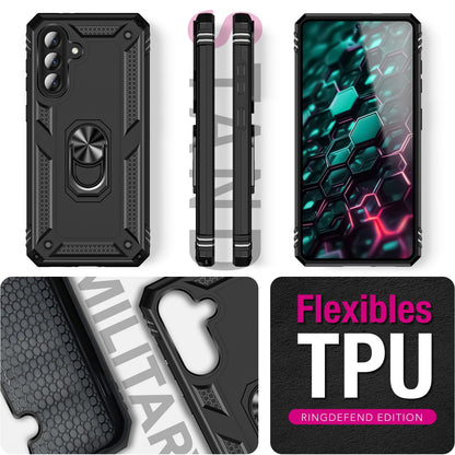 NALIA Panzerhülle für Samsung Galaxy A37 – Ring-Ständer 360° & Magnet-Halterung Kompatibel – RINGDEFEND (Stoßfestes Outdoor Case) – Marke aus Berlin