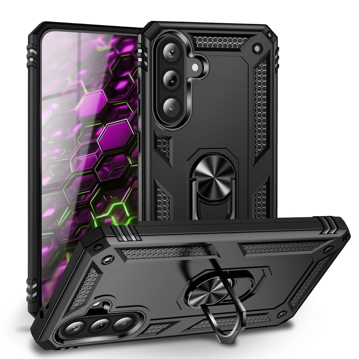 NALIA Panzerhülle für Samsung Galaxy A57 – Ring-Ständer 360° & Magnet-Halterung Kompatibel – RINGDEFEND (Stoßfestes Outdoor Case) – Marke aus Berlin