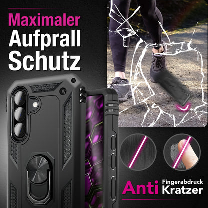 NALIA Panzerhülle für Samsung Galaxy A57 – Ring-Ständer 360° & Magnet-Halterung Kompatibel – RINGDEFEND (Stoßfestes Outdoor Case) – Marke aus Berlin