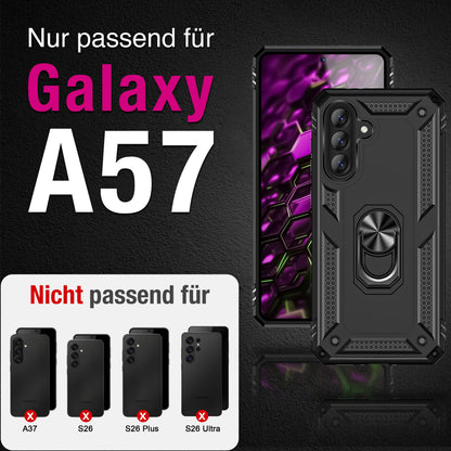 NALIA Panzerhülle für Samsung Galaxy A57 – Ring-Ständer 360° & Magnet-Halterung Kompatibel – RINGDEFEND (Stoßfestes Outdoor Case) – Marke aus Berlin