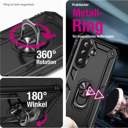NALIA Panzerhülle für Samsung Galaxy A57 – Ring-Ständer 360° & Magnet-Halterung Kompatibel – RINGDEFEND (Stoßfestes Outdoor Case) – Marke aus Berlin
