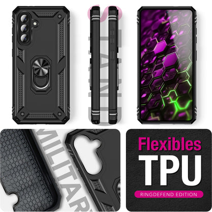 NALIA Panzerhülle für Samsung Galaxy A57 – Ring-Ständer 360° & Magnet-Halterung Kompatibel – RINGDEFEND (Stoßfestes Outdoor Case) – Marke aus Berlin