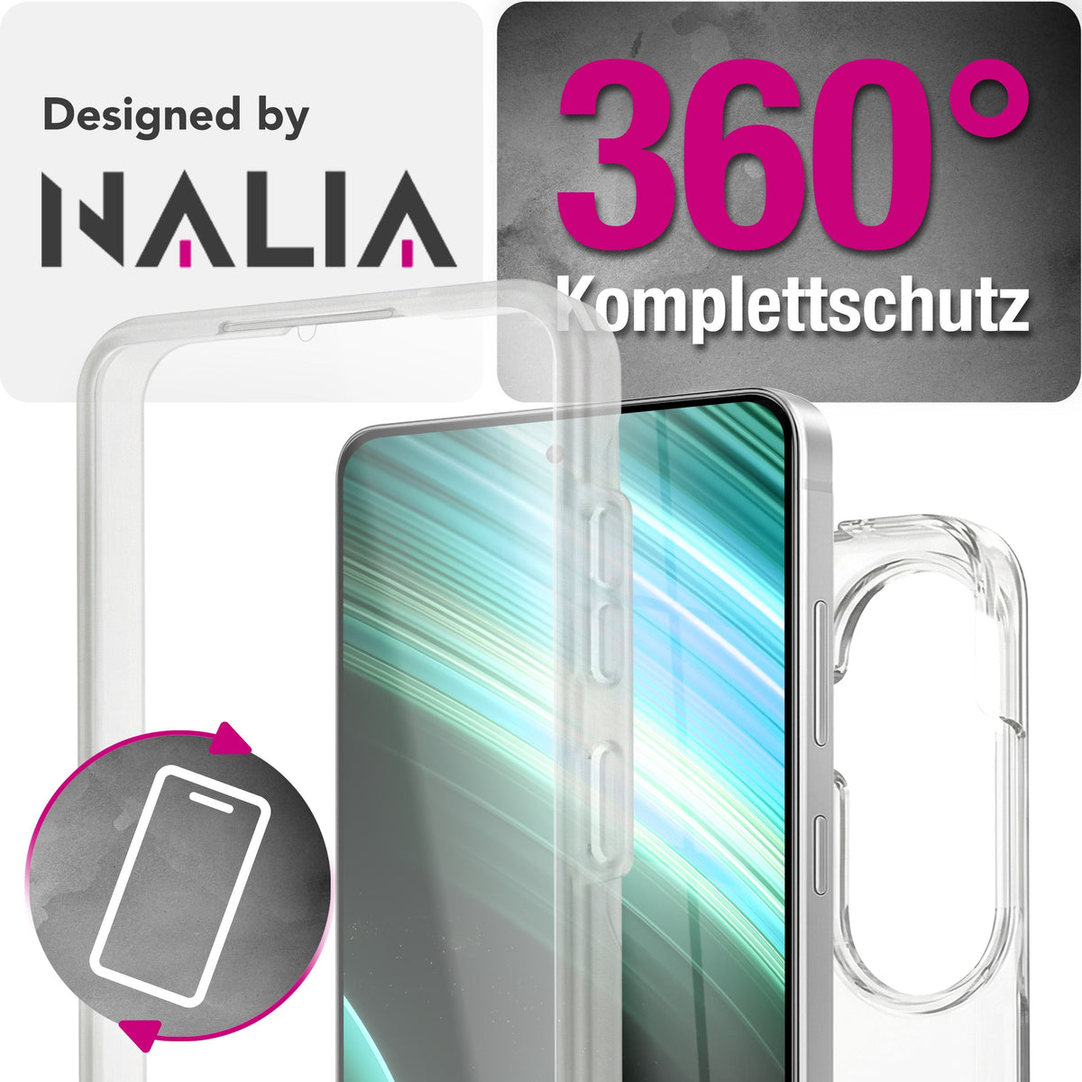 NALIA 360° Hülle für Samsung Galaxy A37 – Vorne & Hinten Schutz – 360GUARD (Full-Body Case) – Marke aus Berlin