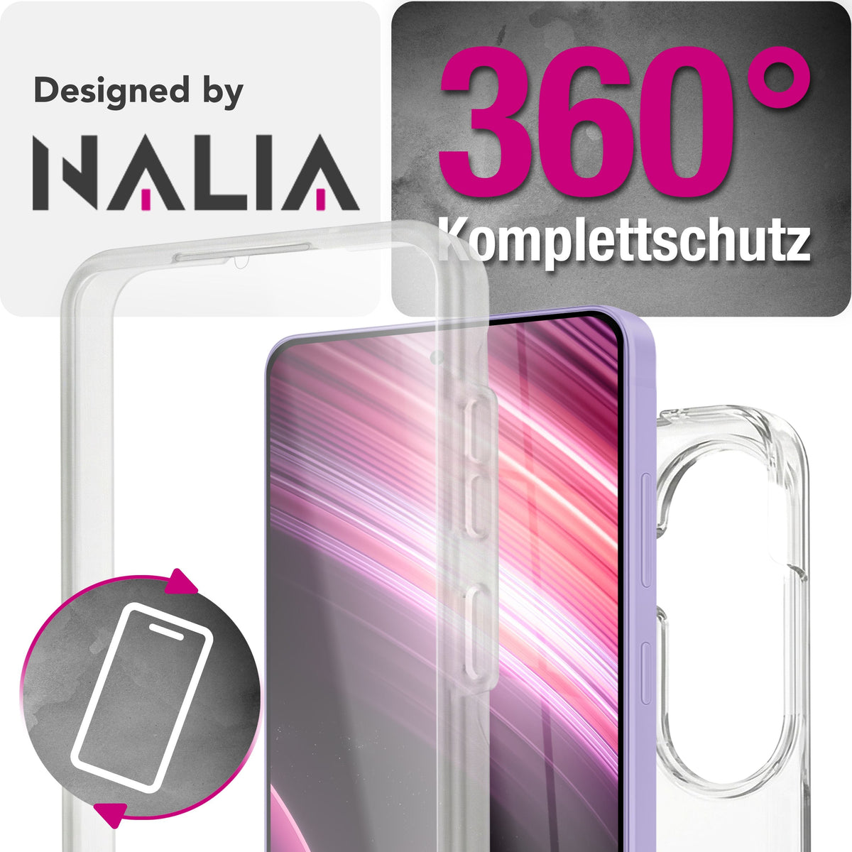 NALIA 360° Hülle für Samsung Galaxy A57 – Vorne & Hinten Schutz – 360GUARD (Full-Body Case) – Marke aus Berlin