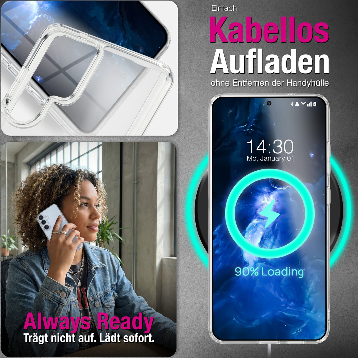 NALIA Transparente Hülle für Samsung Galaxy S26 – Anti-Gelb & Stoßfest – GLAZE (Rückseite in Glas-Optik) – Marke aus Berlin