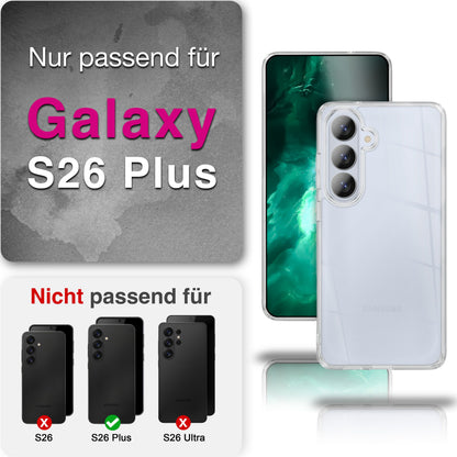 NALIA Transparente Hülle für Samsung Galaxy S26 Plus – Anti-Gelb & Stoßfest – GLAZE (Rückseite in Glas-Optik) – Marke aus Berlin