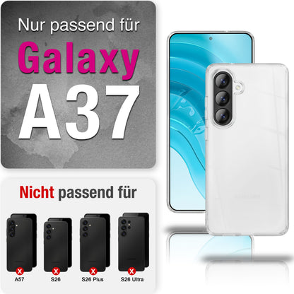 NALIA Transparente Silikonhülle für Samsung Galaxy A37 – Anti-Gelb & Rutschfest – GLAZE (Handyhülle Kristallklar, Schlank & Stoßfest) – Marke aus Berlin