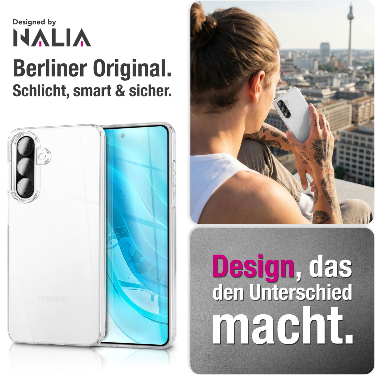 NALIA Transparente Silikonhülle für Samsung Galaxy A37 – Anti-Gelb & Rutschfest – GLAZE (Handyhülle Kristallklar, Schlank & Stoßfest) – Marke aus Berlin