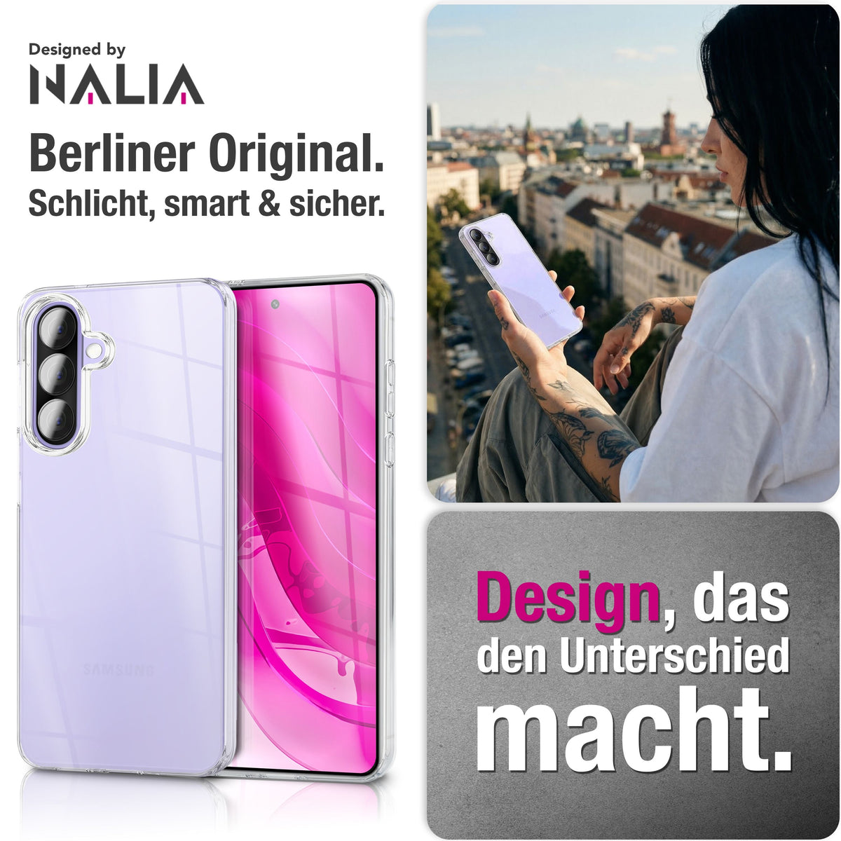 NALIA Transparente Silikonhülle für Samsung Galaxy A57 – Anti-Gelb & Rutschfest – GLAZE (Handyhülle Kristallklar, Schlank & Stoßfest) – Marke aus Berlin